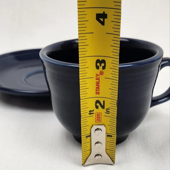 Fiesta Homer Laughlin Dark Blue Coffee/ Tea Mug Cup And Saucer Plate. - Picture 3 of 7